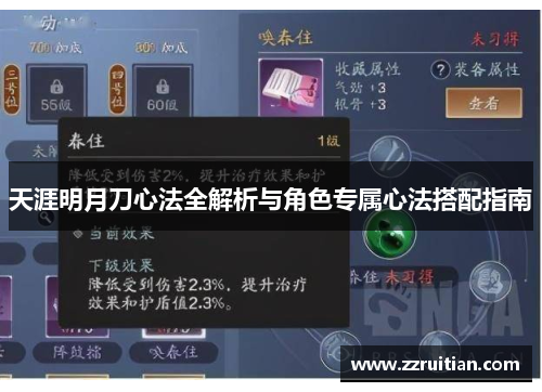 天涯明月刀心法全解析与角色专属心法搭配指南